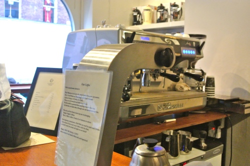 Coffee machine at Clement and Pekoe